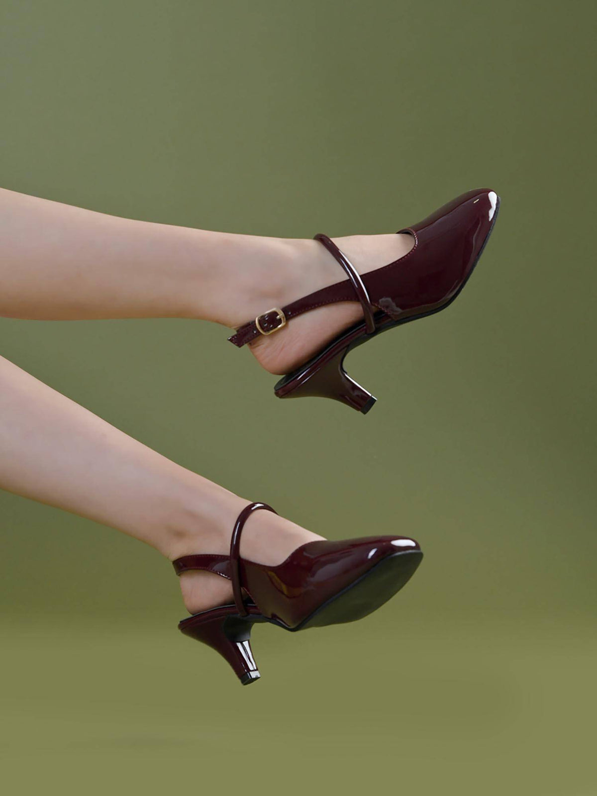 Burgundy Kitten Sandal Heels For Women | H78 - view 2