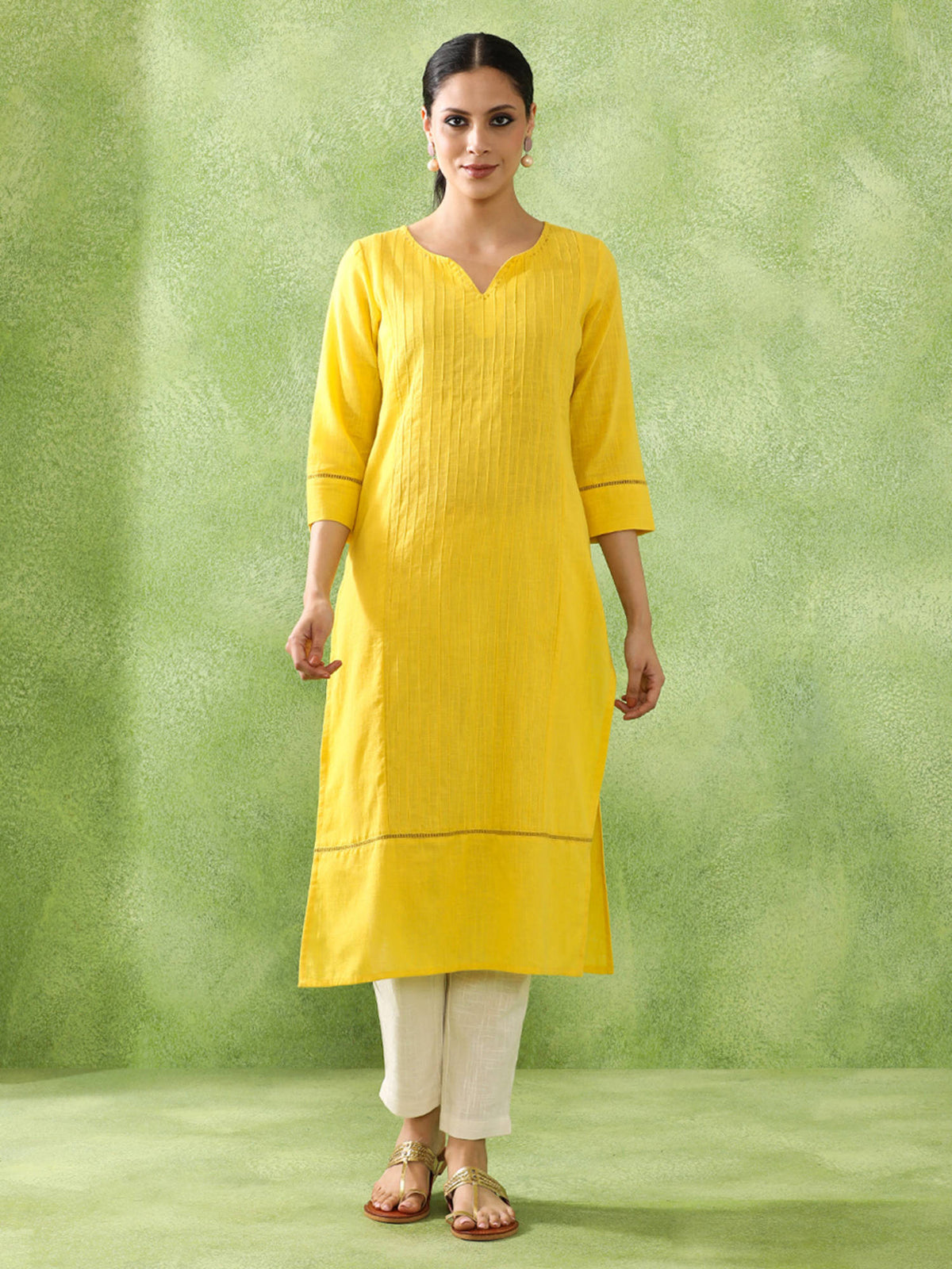 Woven Design Embroidered Straight Pure Cotton Black Kurta | FY93 - view 7