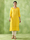 Woven Design Embroidered Straight Pure Cotton Black Kurta | U3S - view 7