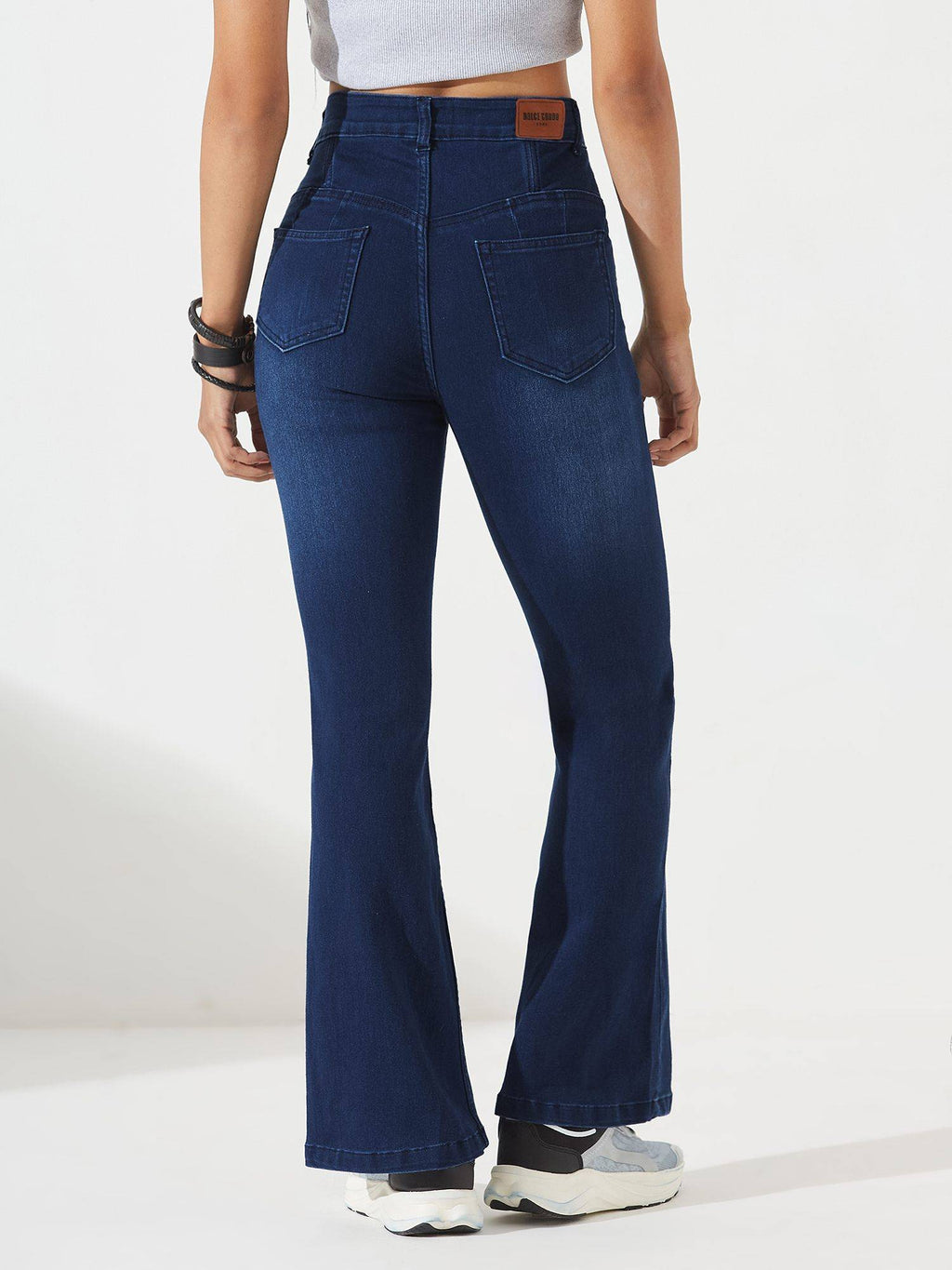 Women's Navy Blue Bootcut Stretchable Jeans | BT10 - view 3