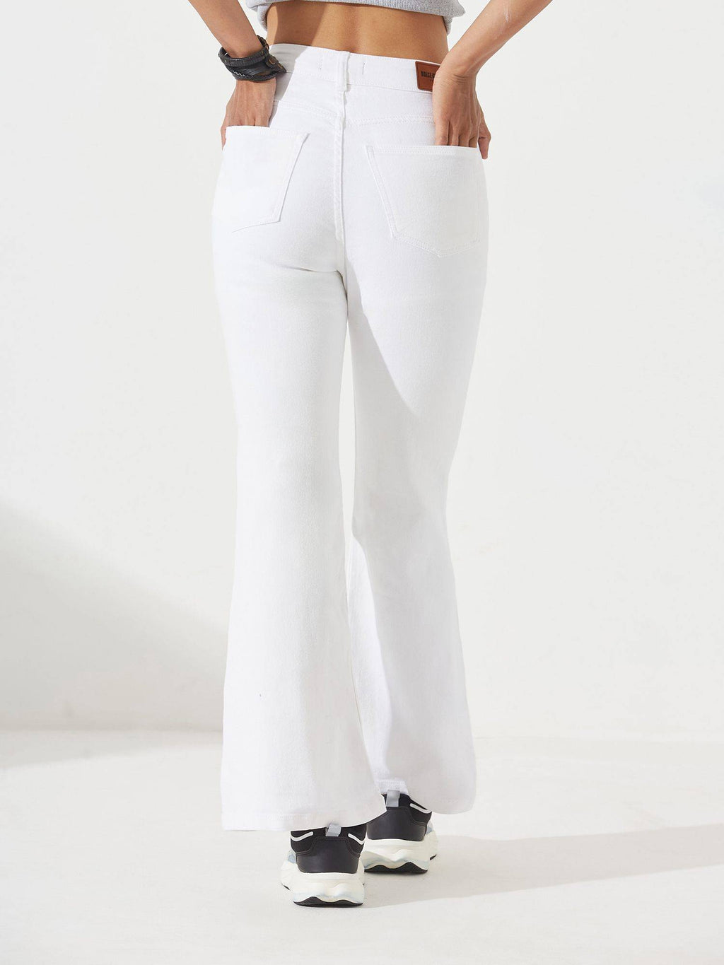 Women's White Bootcut Clean Look Stretchable Jeans | BT10 - view 5