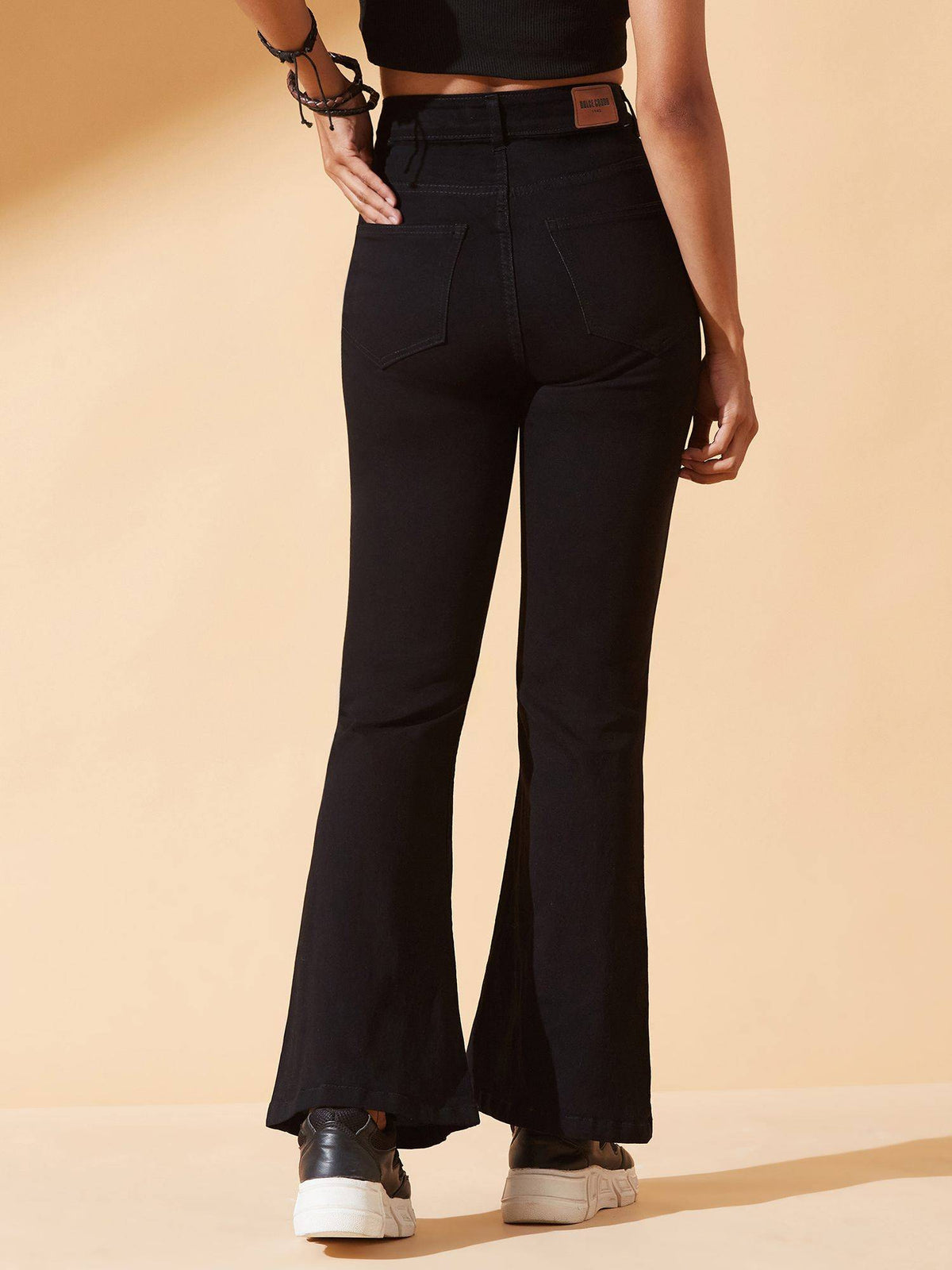 Women's Black Bootcut Clean Look Stretchable Jeans | BT10 - view 4