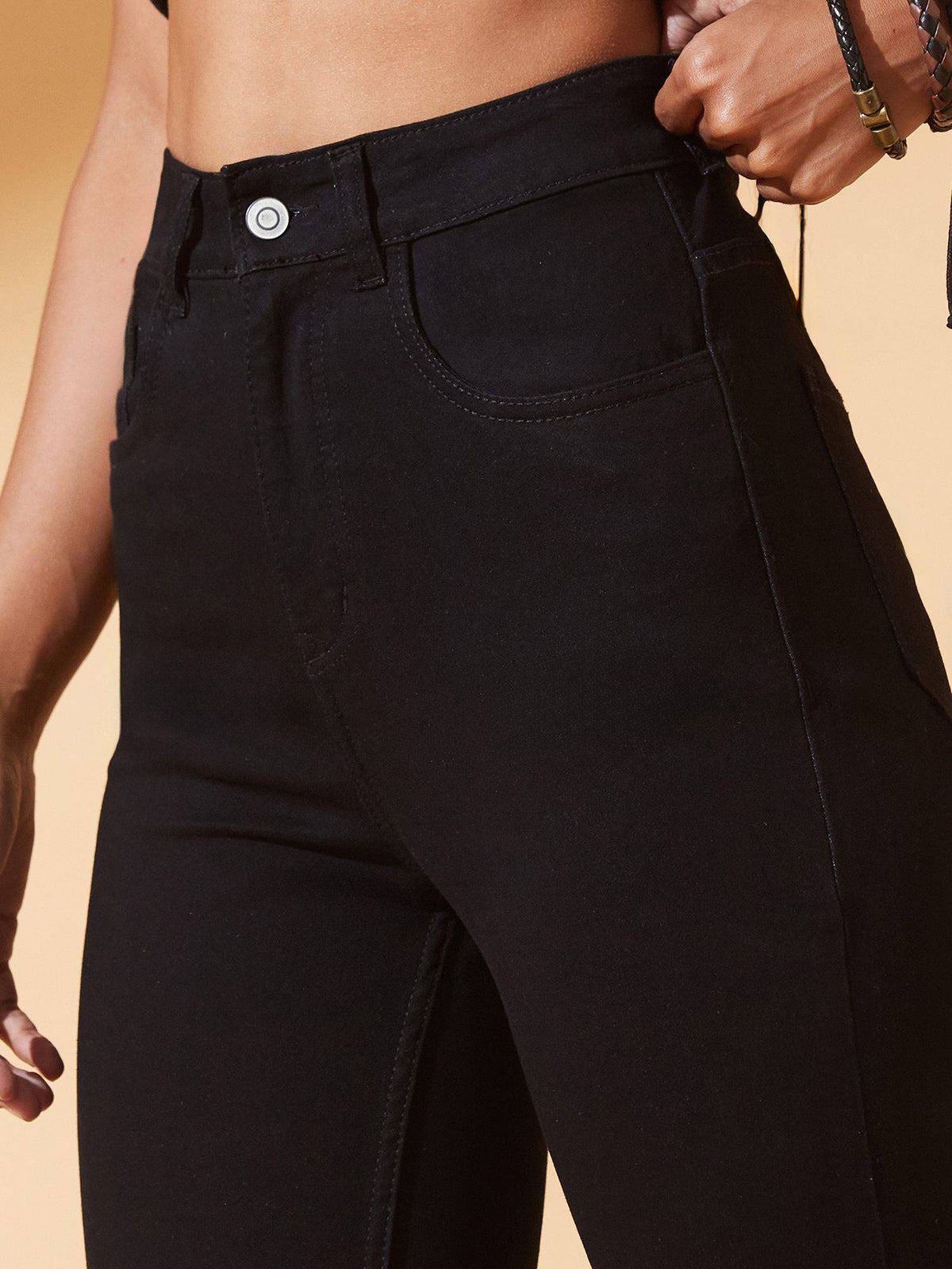 Women's Black Bootcut Clean Look Stretchable Jeans | BT10 - view 5