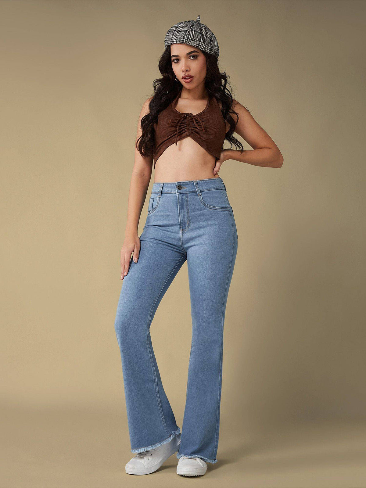 Women's Light Blue Bootcut Clean Look Stretchable Jeans | BT10 - view 2