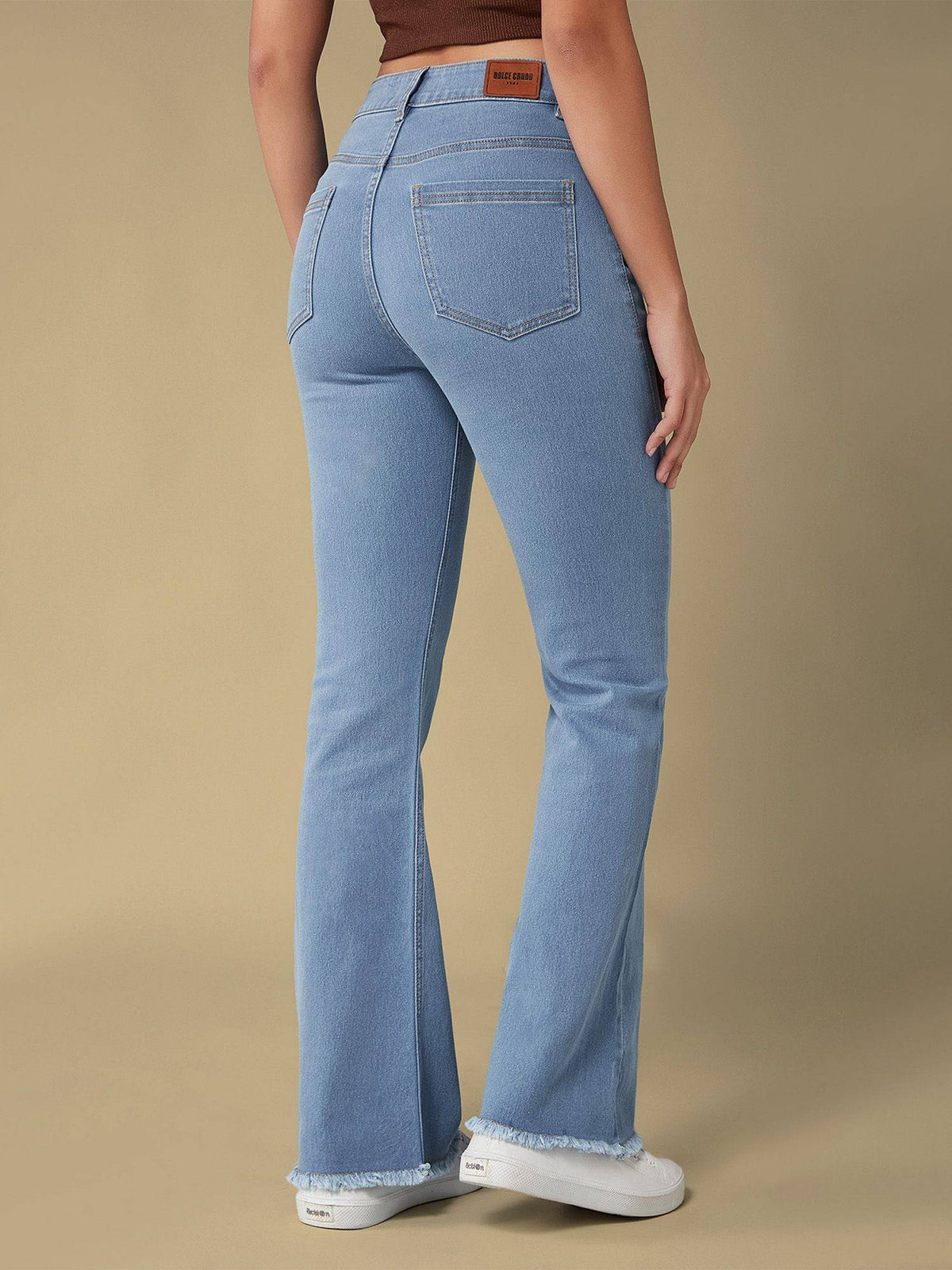 Women's Light Blue Bootcut Clean Look Stretchable Jeans | BT10 - view 4