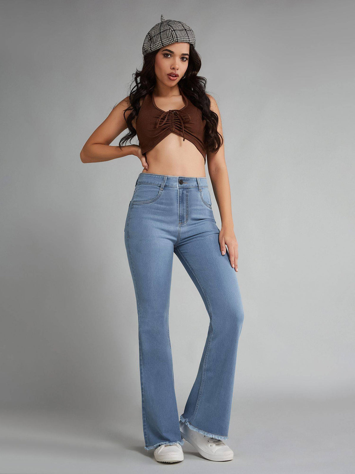 Women's Light Blue Bootcut High Rise Stretchable Jeans | BT10 - view 2