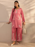 Libas Pink Embroidered Cotton Co-Ord Set CO87