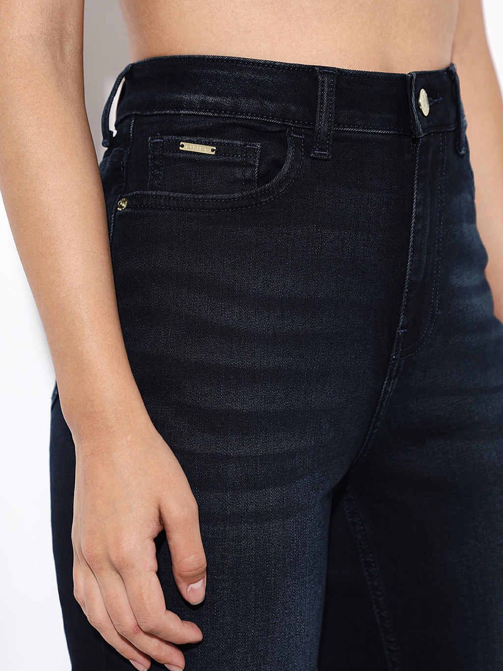 Dark Blue High Rise Straight Fit Jeans