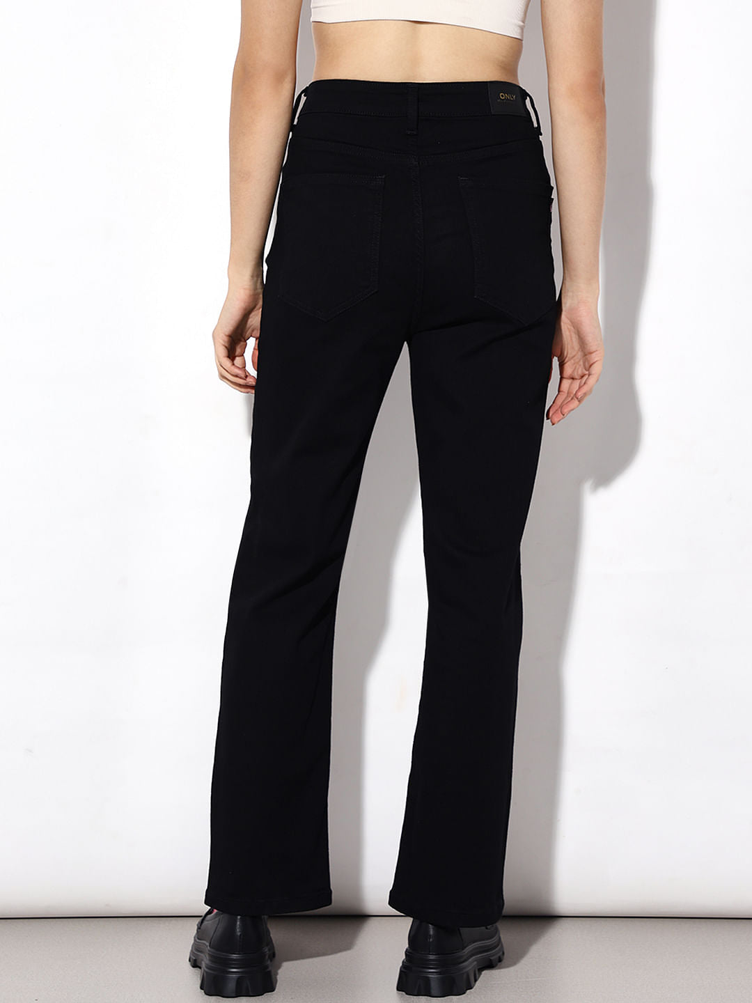 Black High Rise Straight Fit Jeans