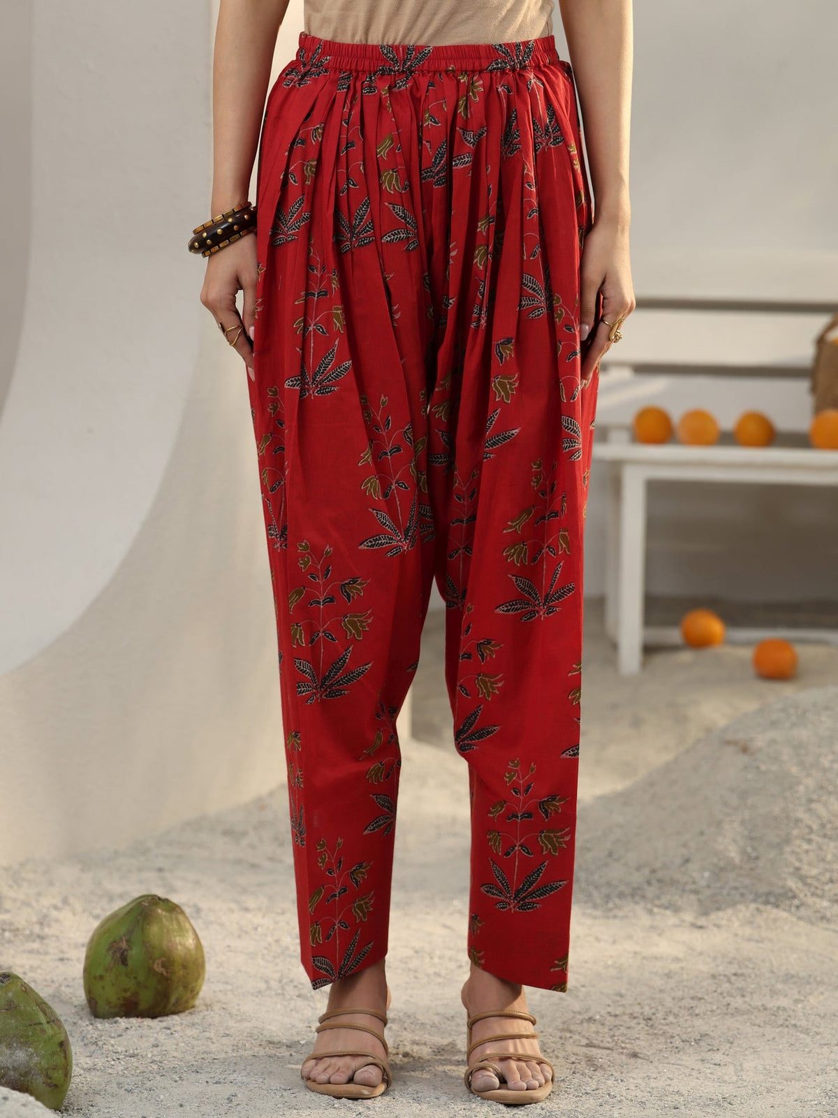 Libas Red Floral Printed Cotton Co-Ord Set CO87