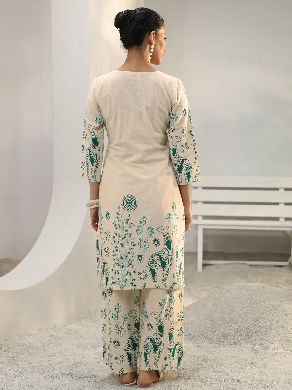 Libas Off White Floral Printed Cotton Co-Ord Set CO87
