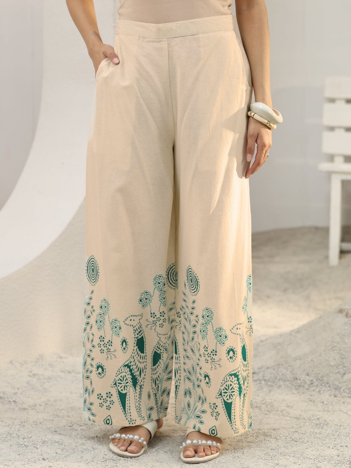 Libas Off White Floral Printed Cotton Co-Ord Set CO87