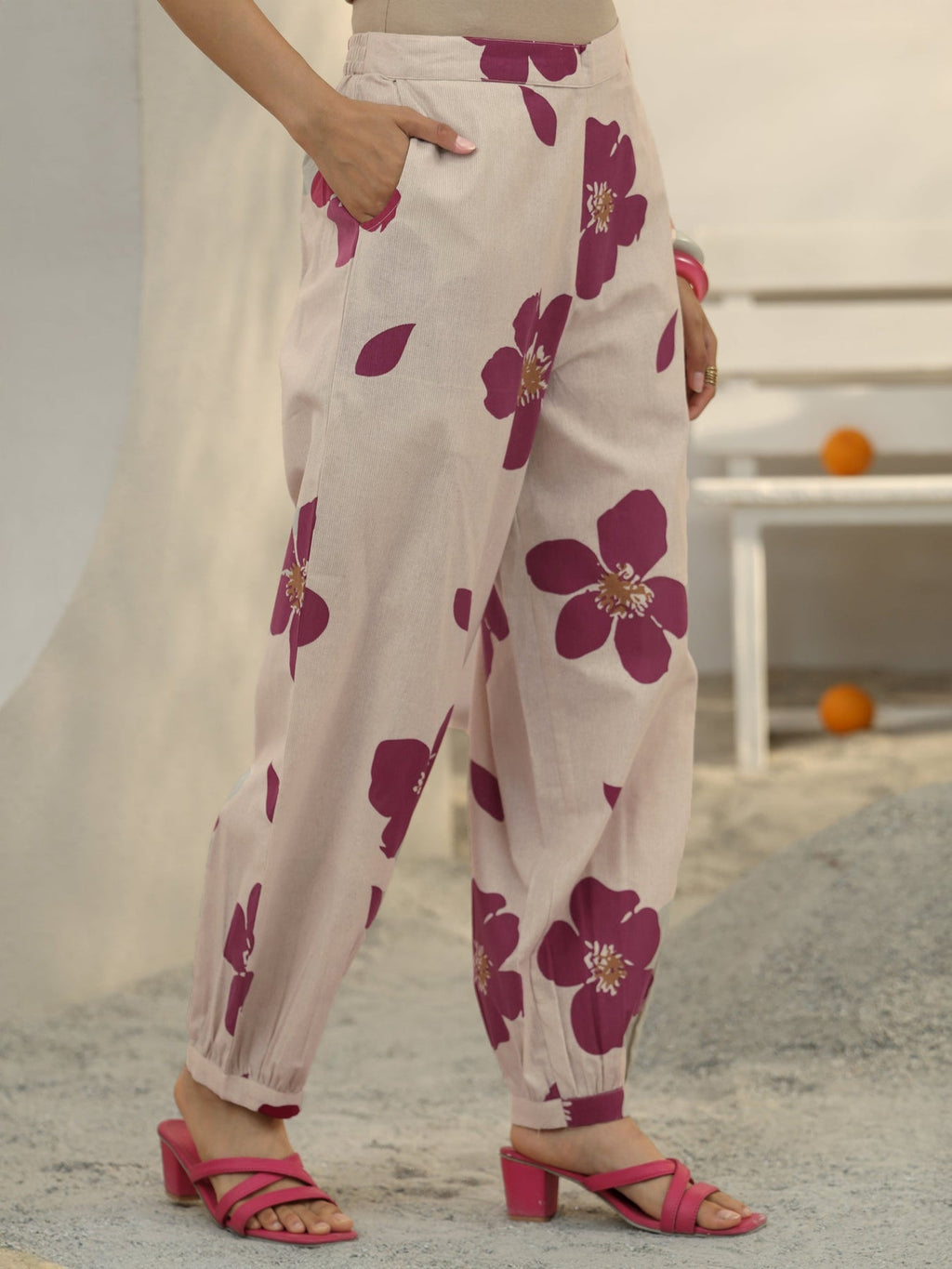 Libas Off White Floral Printed Cotton Co-Ord Set CO87