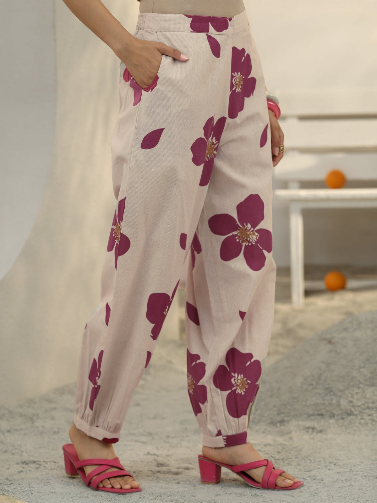 Libas Off White Floral Printed Cotton Co-Ord Set CO87