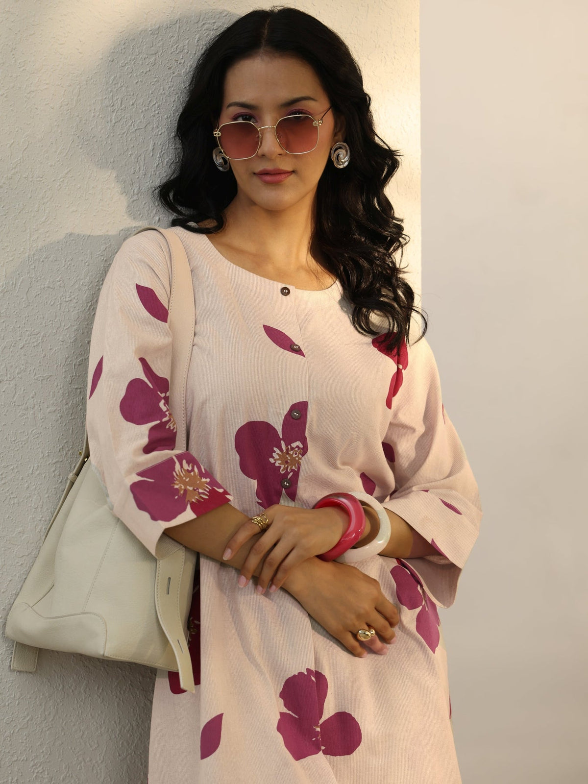 Libas Off White Floral Printed Cotton Co-Ord Set CO87