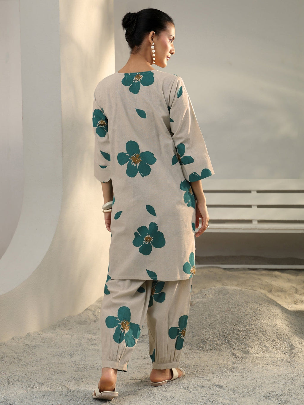 Libas Off White Floral Printed Cotton Co-Ord Set CO87