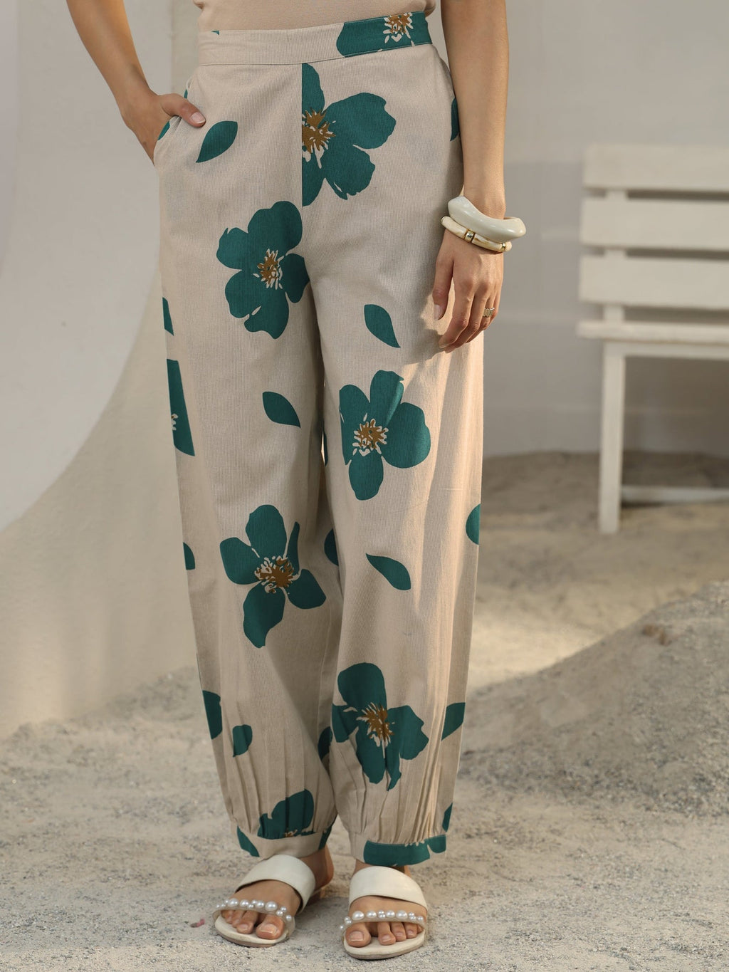 Libas Off White Floral Printed Cotton Co-Ord Set CO87