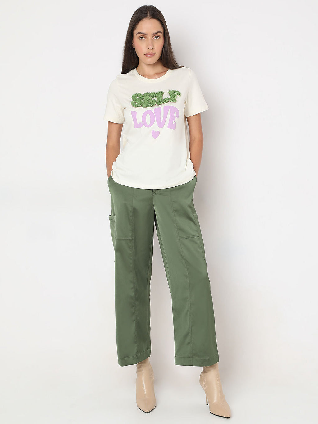 White Typographic Print Cotton T-Shirt