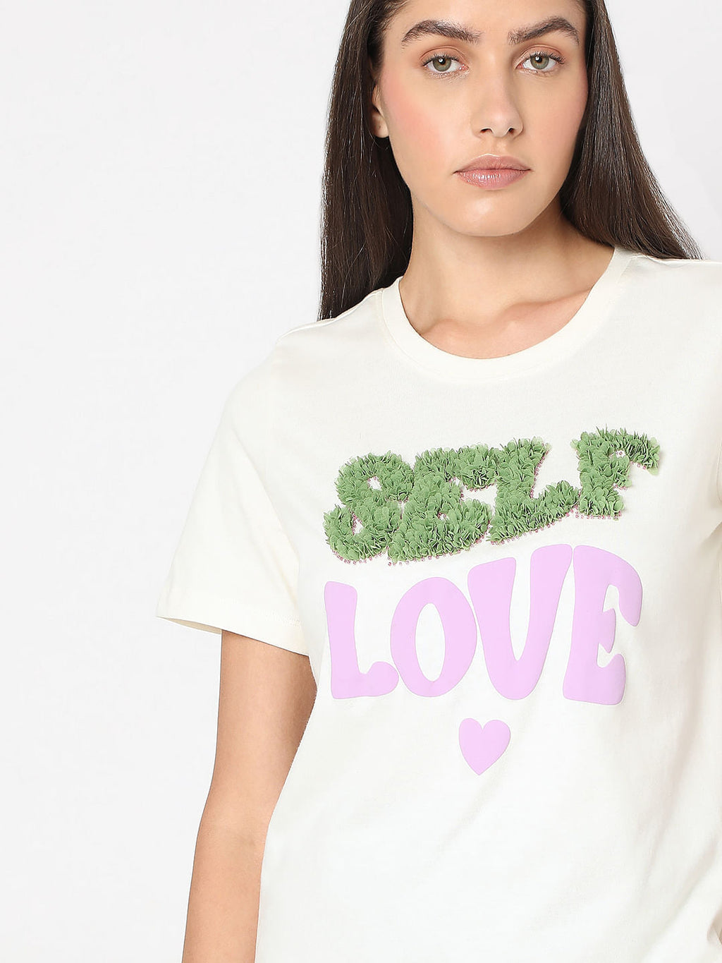 White Typographic Print Cotton T-Shirt