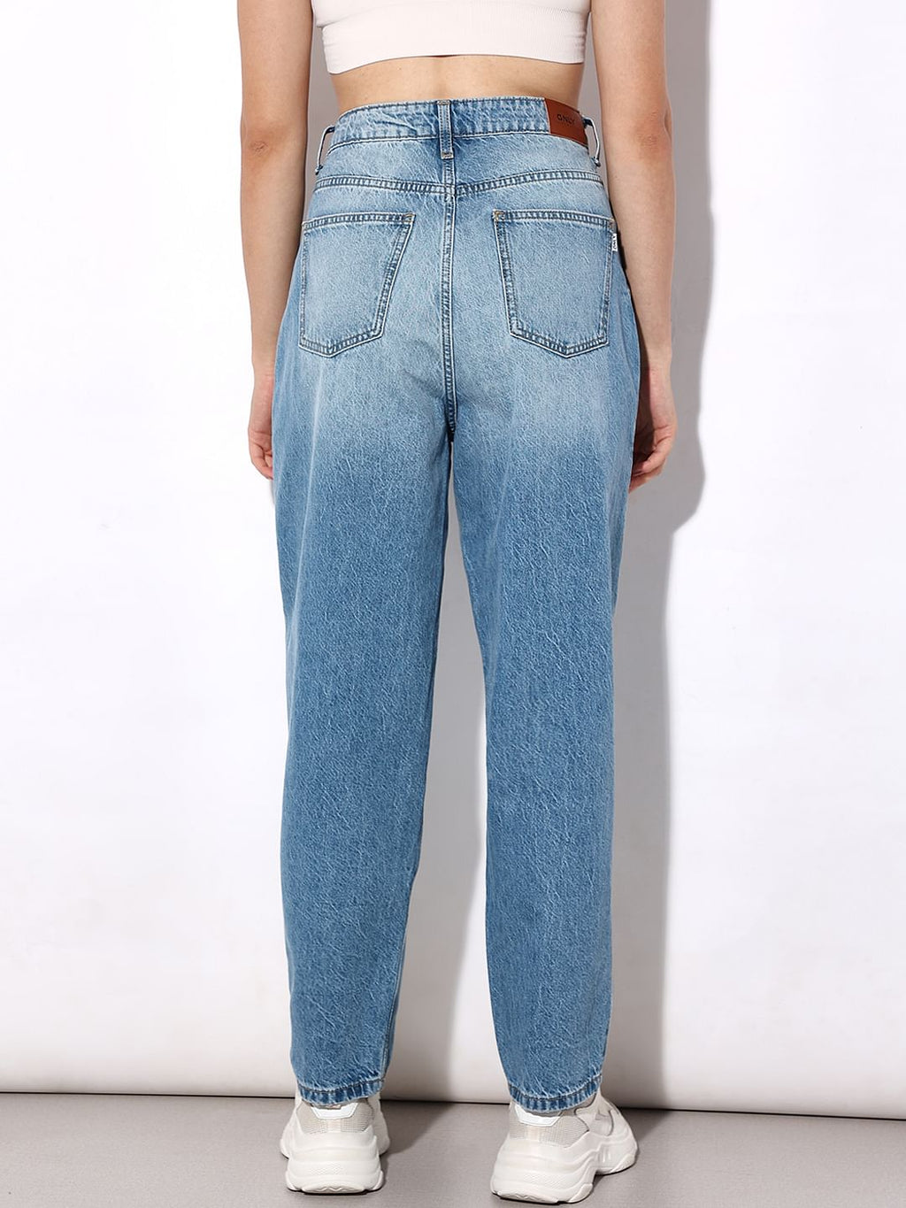 Blue High Rise Distress Jeans