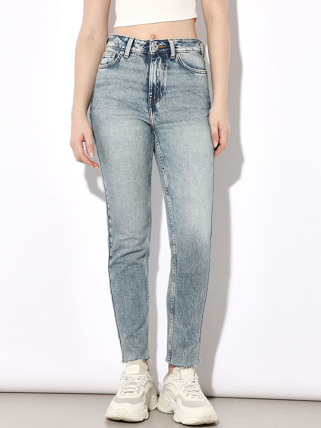Light Blue High Rise Emily Straight Jeans