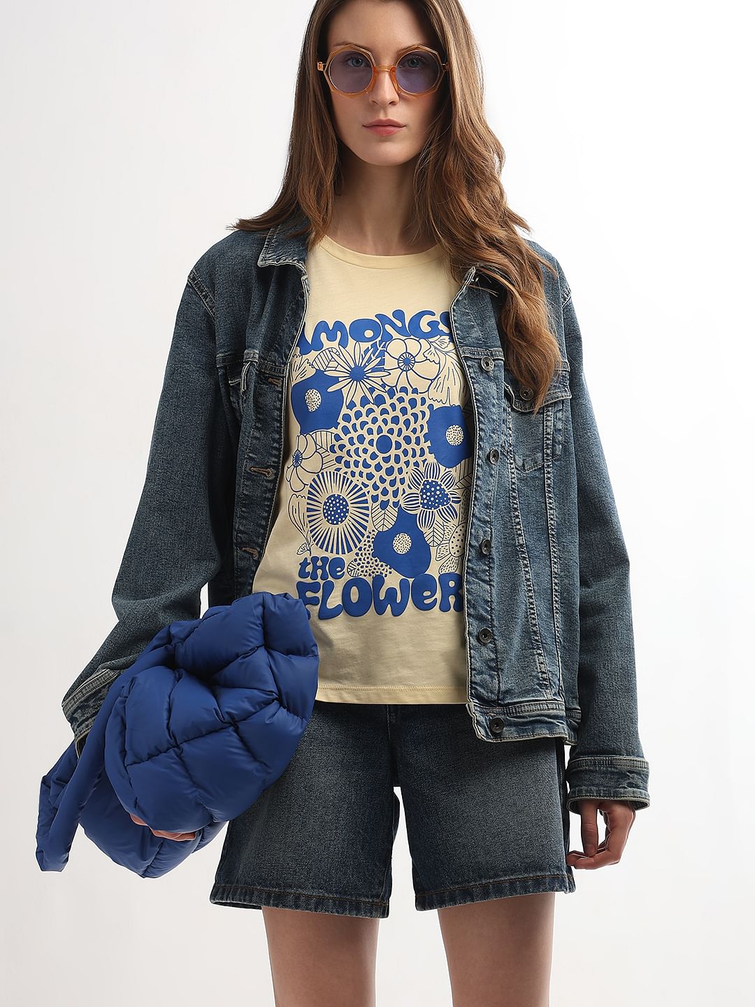 Yellow Graphic Print Cotton T-Shirt
