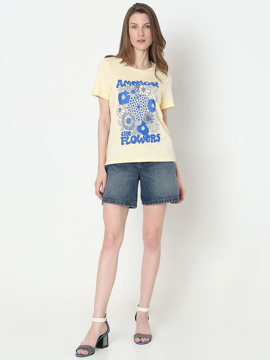 Yellow Graphic Print Cotton T-Shirt