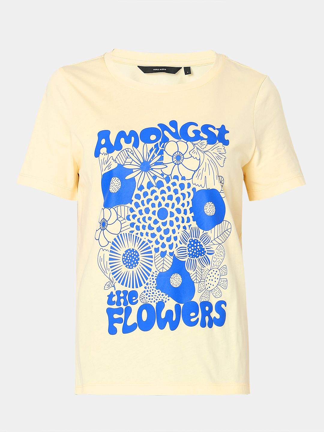 Yellow Graphic Print Cotton T-Shirt