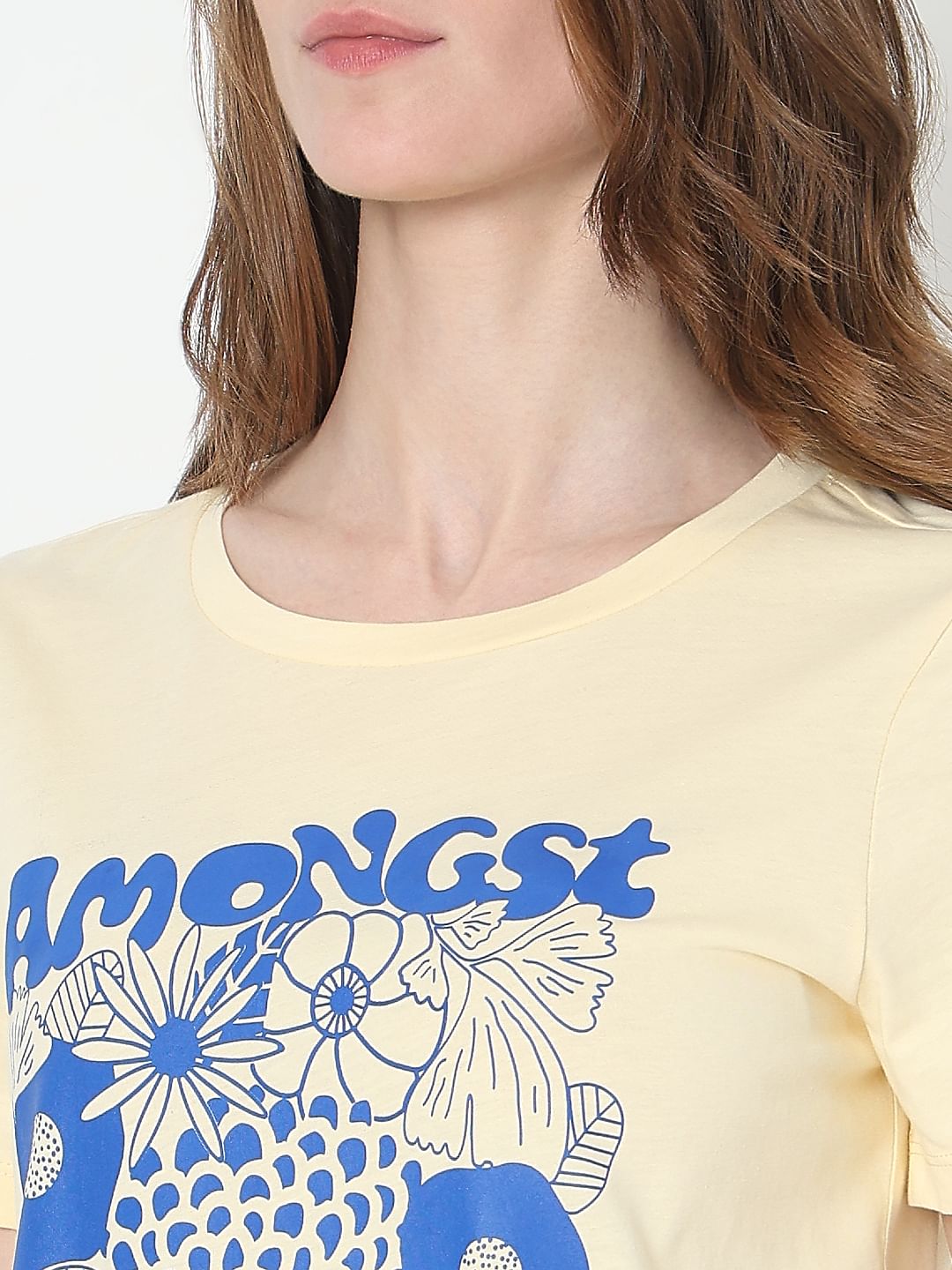 Yellow Graphic Print Cotton T-Shirt