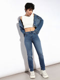 Blue Mid Rise Slim Fit Jeans
