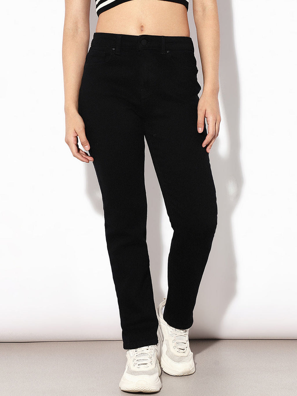 Black Mid Rise Slim Fit Jeans