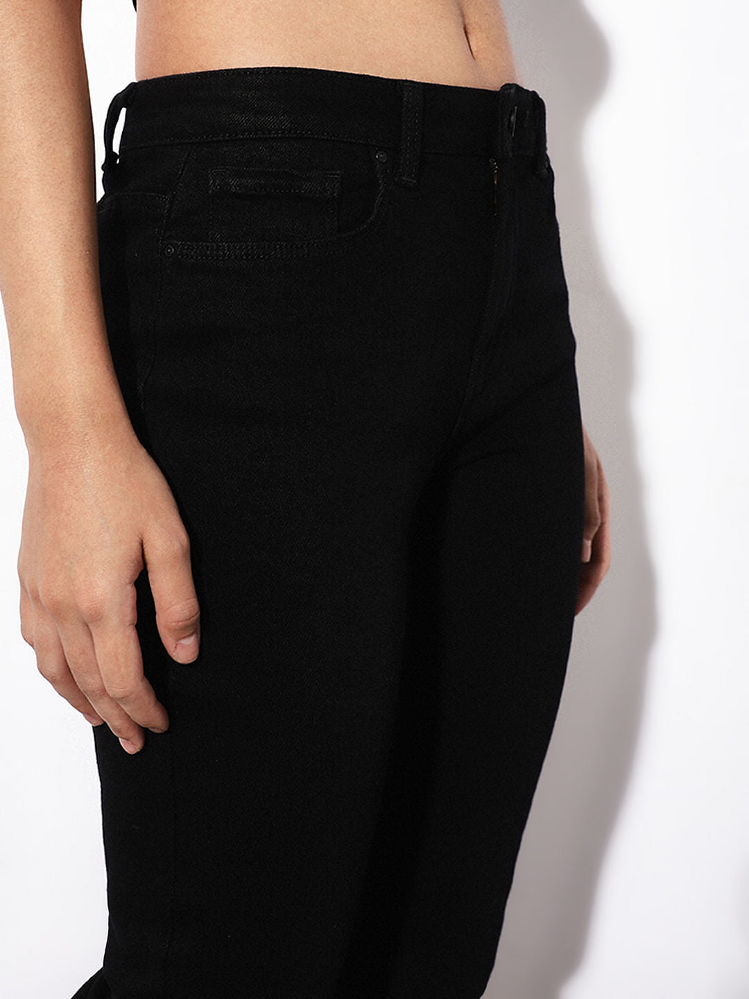 Black Mid Rise Slim Fit Jeans