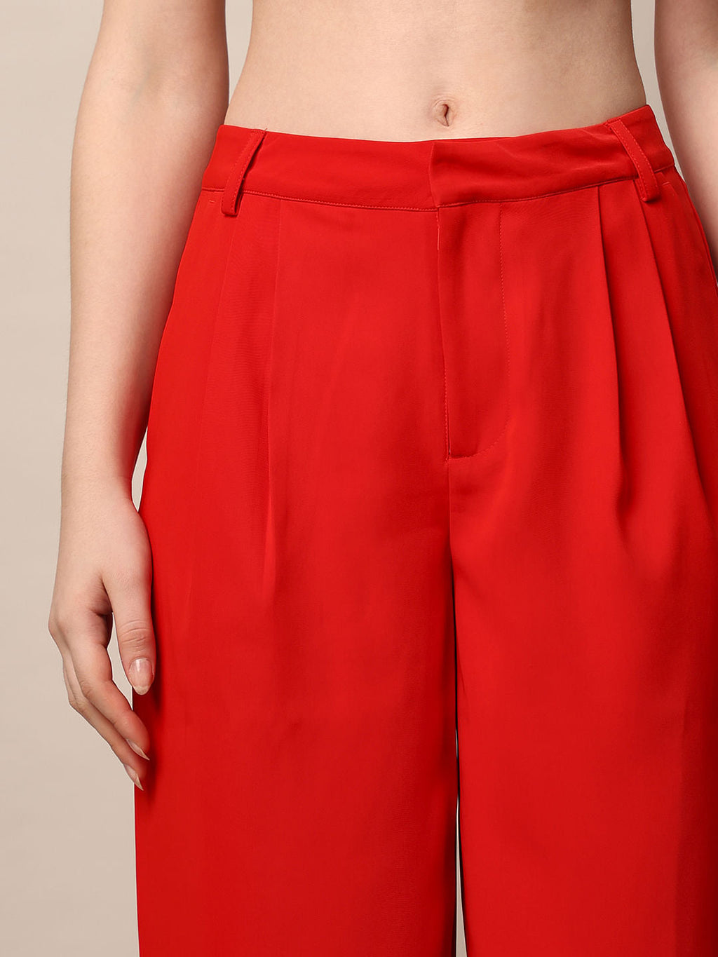 Red High Rise Tailored Co-Ord Set Pants