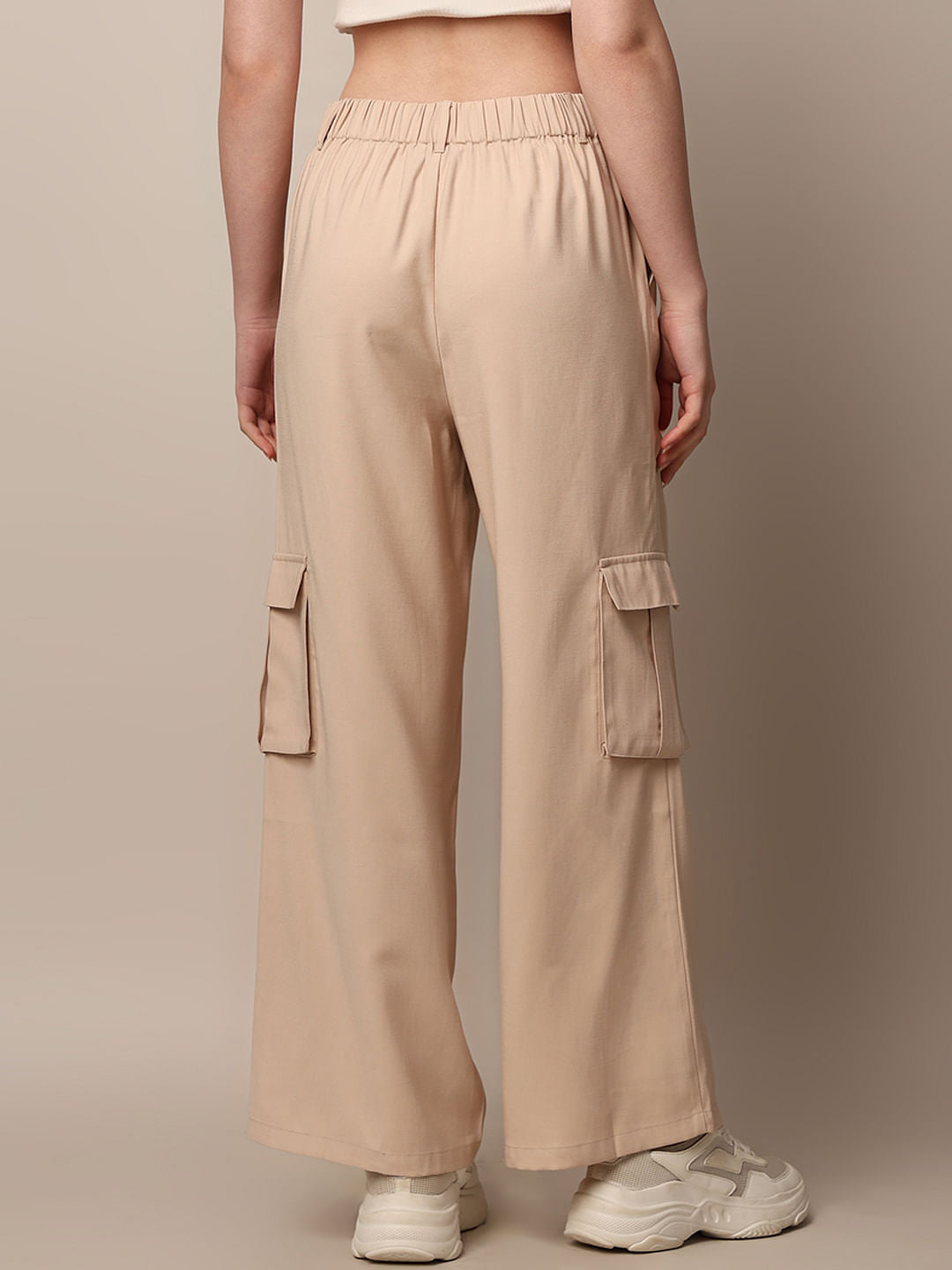 Beige High Rise Co-Ord Set Pants