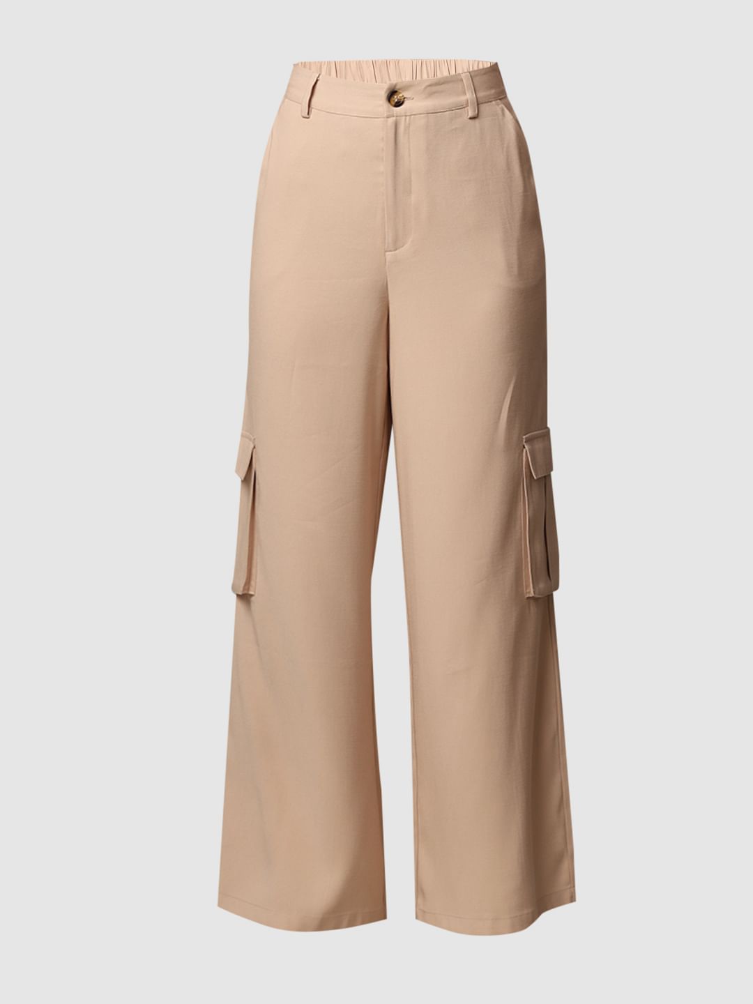 Beige High Rise Co-Ord Set Pants