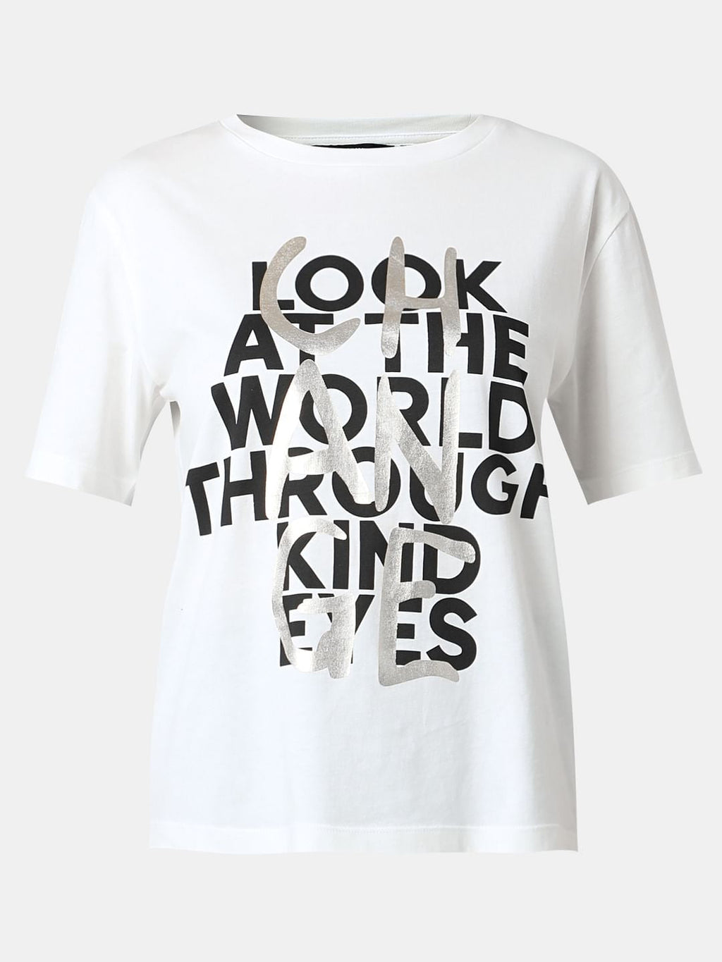 White Typographic Print Cotton T-Shirt