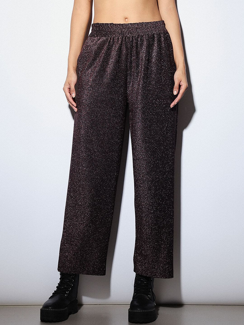Burgundy Shimmer Co-Ord Set Pants