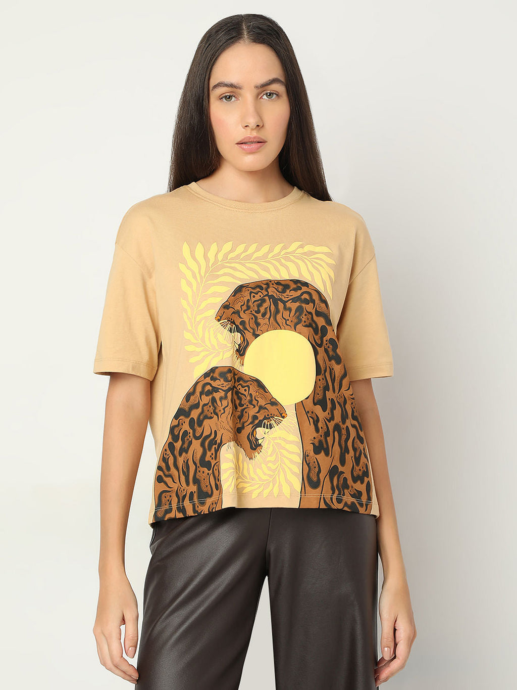 Beige Animal Print T-Shirt