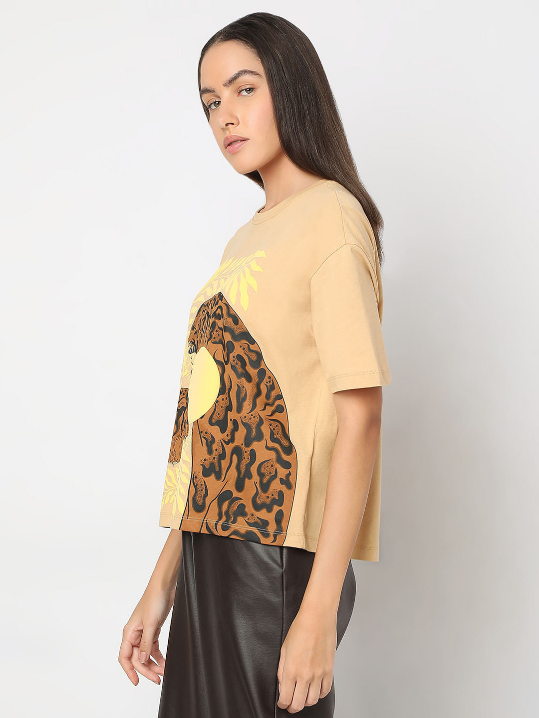 Beige Animal Print T-Shirt