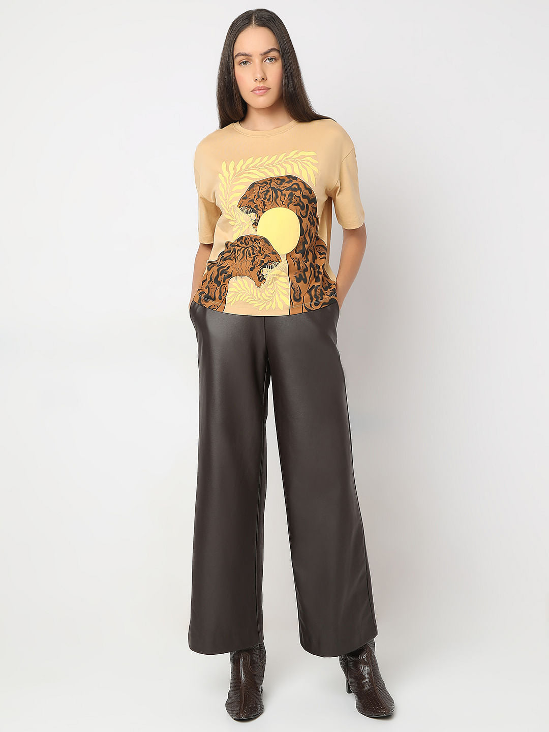 Beige Animal Print T-Shirt