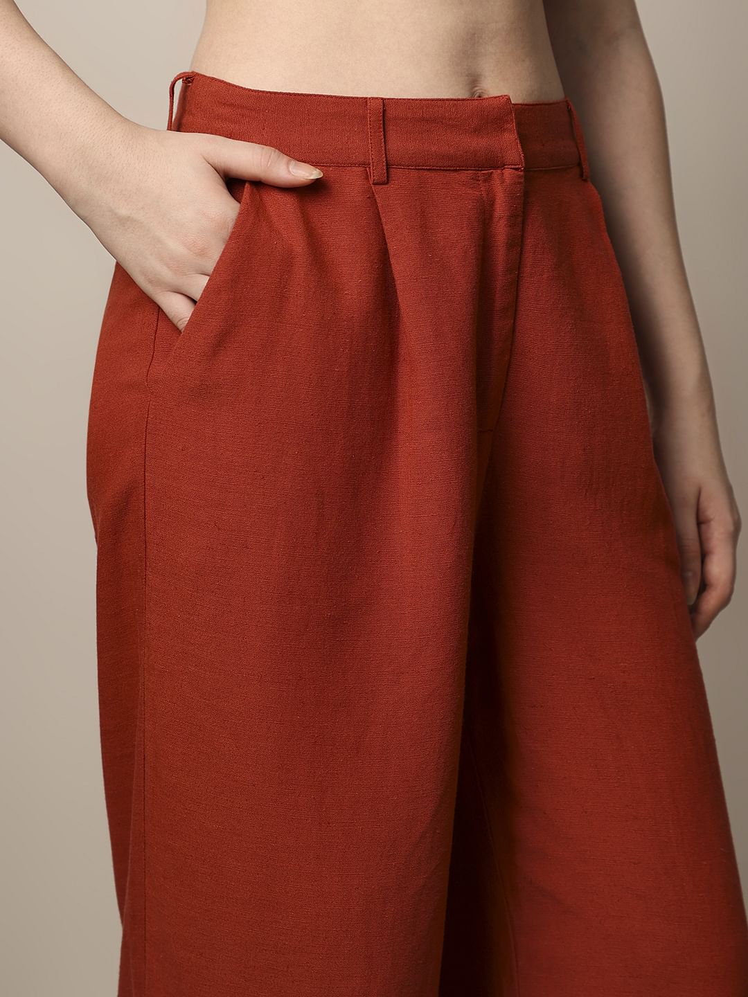 Rust Embroidered Pants