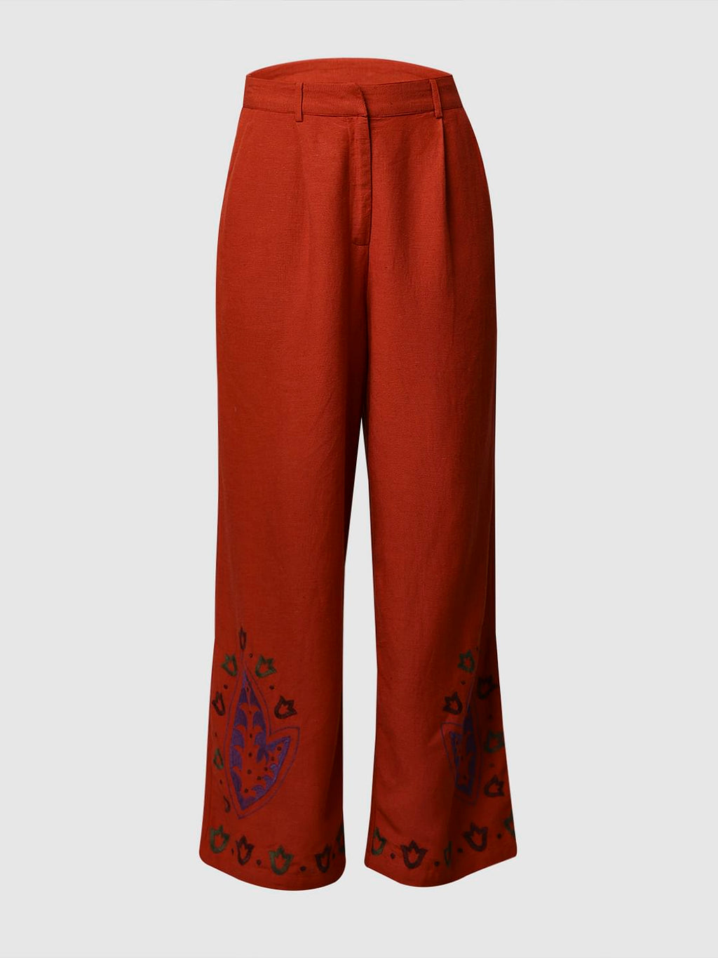Rust Embroidered Pants