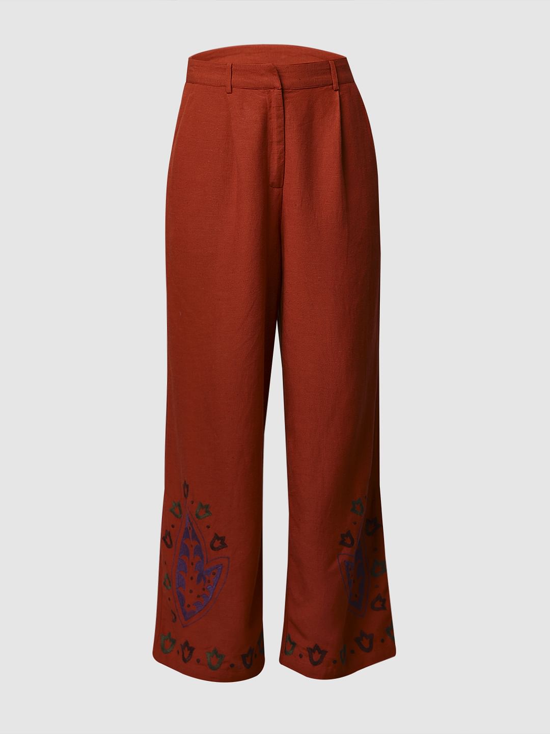 Rust Embroidered Pants