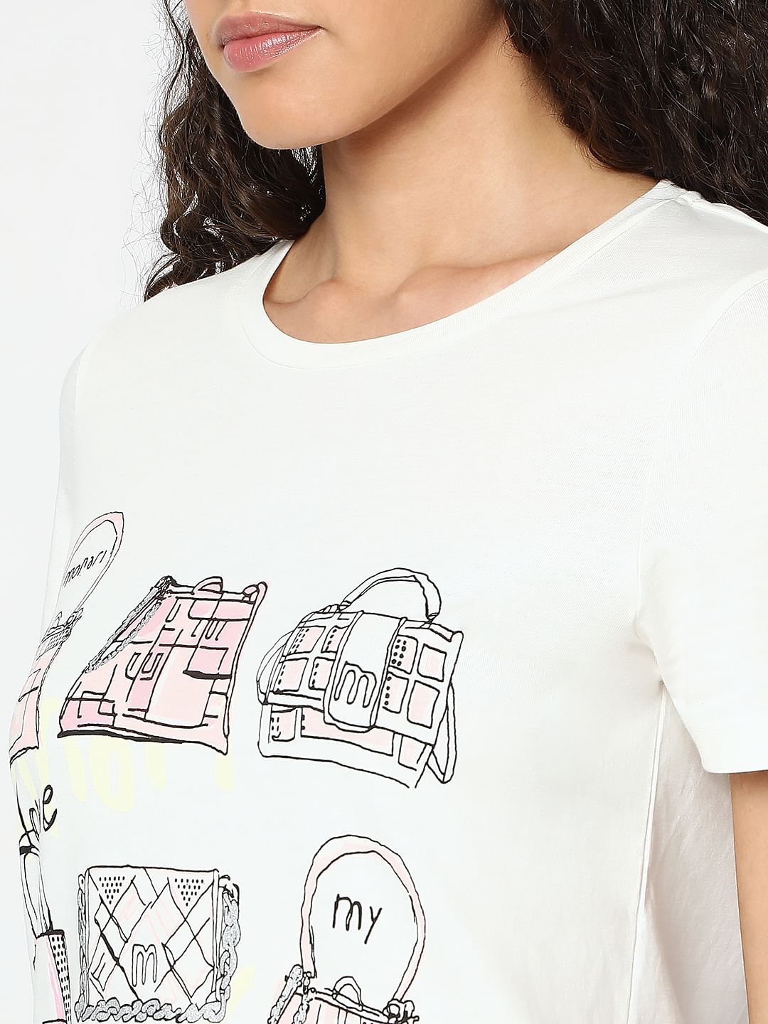 White Graphic Print Cotton T-Shirt