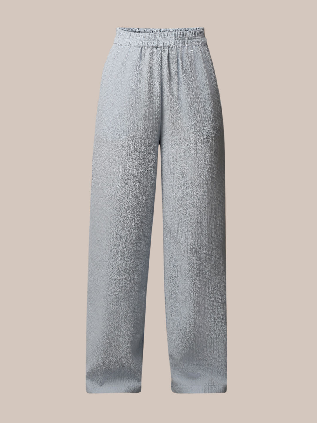 Blue Crinkle Weave Co-Ord Set Pants