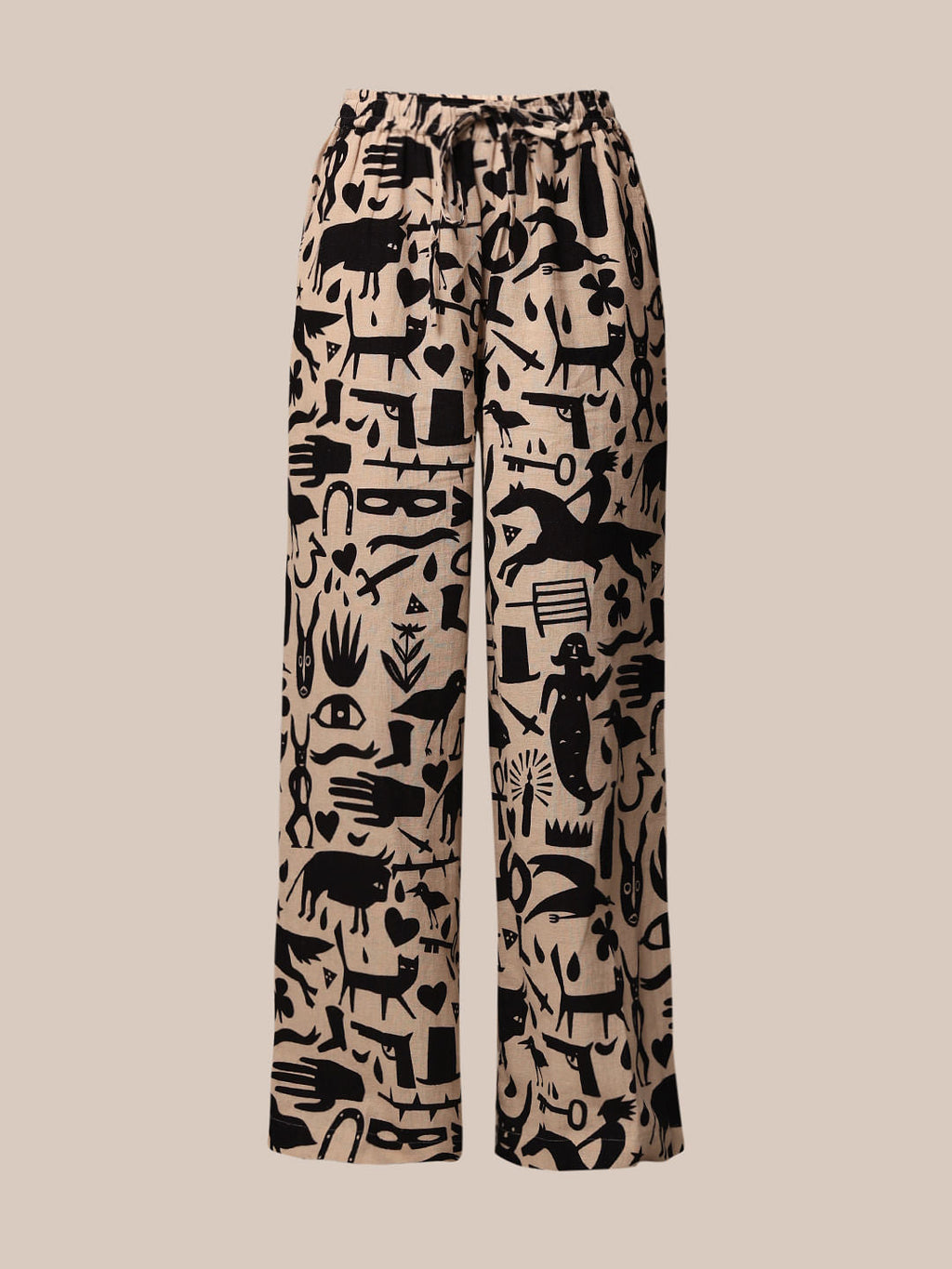 Beige Printed Co-Ord Set Pants