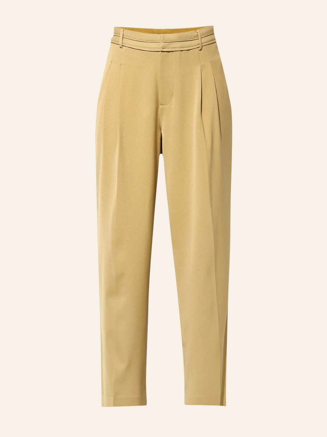Khaki Tailored Wide Leg Pants