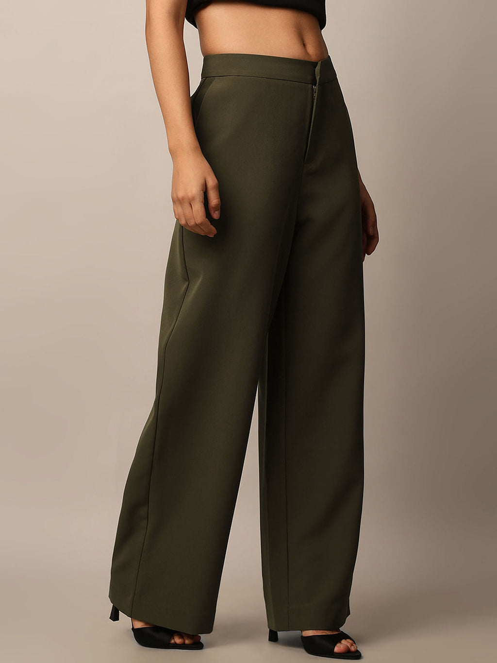 Olive High Rise Tailored Pants