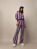 Blue Jacquard Knit Pant