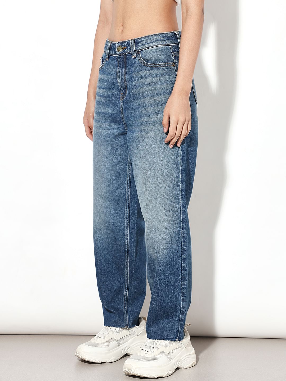 Blue High Rise Slouchy Fit Jeans